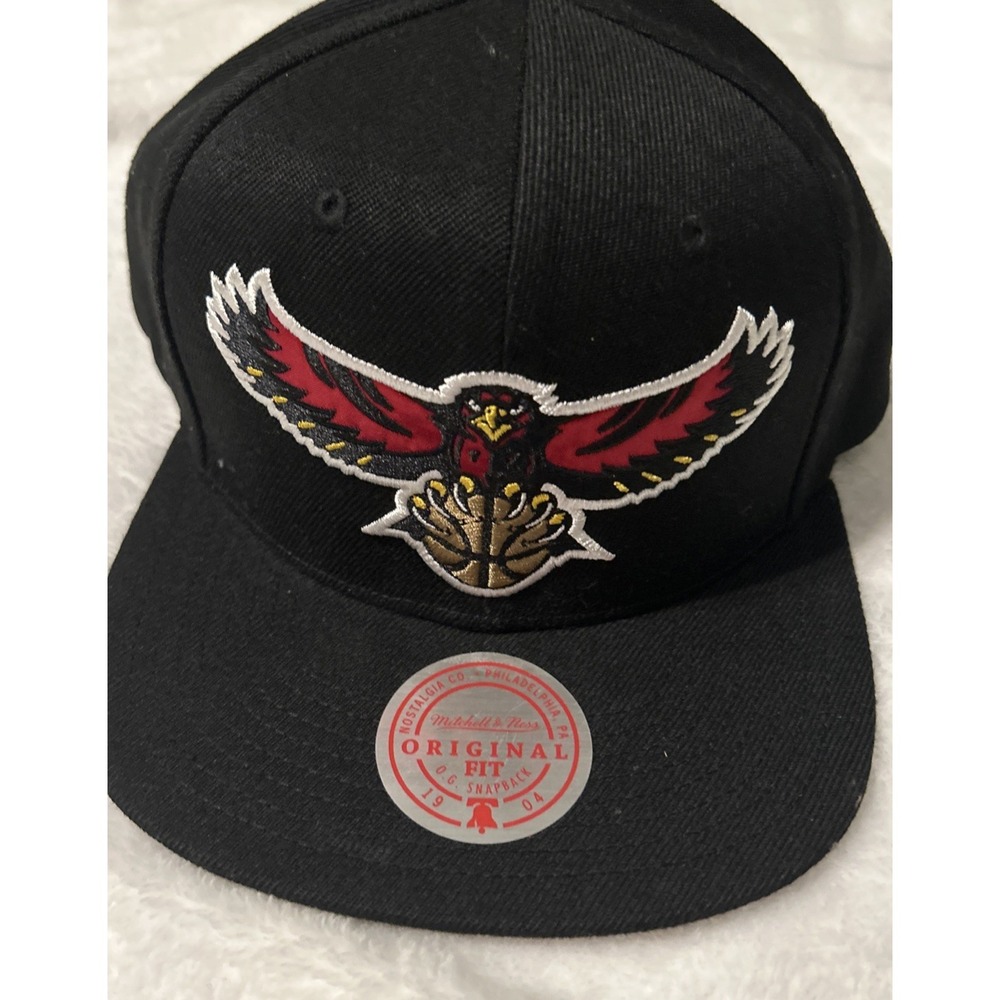 Mitchell & Ness Atlanta Hawks Black Adjustable Snapback Hat Cap
